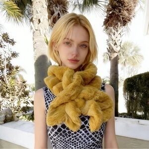 Luxurious Gold Faux Fur max 48 “ stretchable Scarf